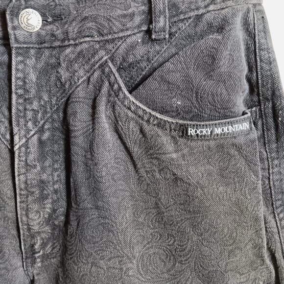 Vintage Rocky Mountain Jeans 30/11 28x35 High Waist Paisley Stretch USA Cowgirl - Picture 3 of 9
